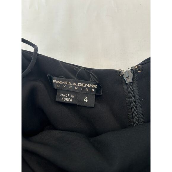 Pamela Dennis women's Black Ruched Spaghetti Strap Floor Length Evening Gown - Picture 3 of 3